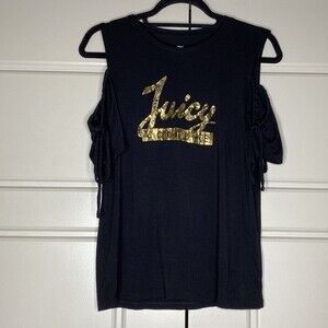 Juicy Couture Black Cold Shoulder Top sz S